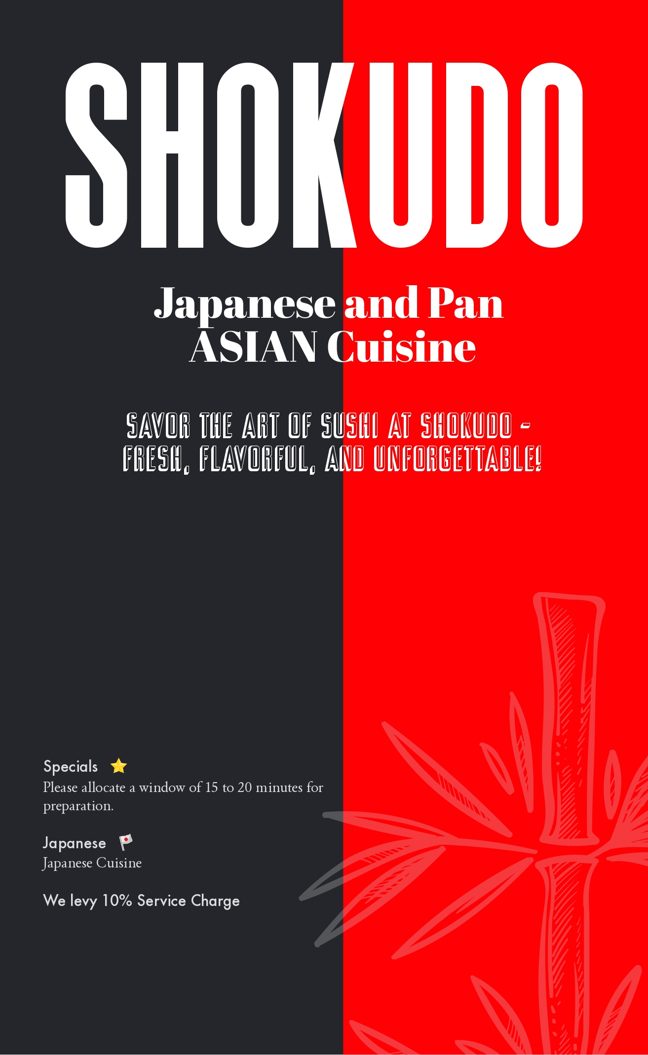 Shokudo Japanese and Pan Asian Restaurant Menu